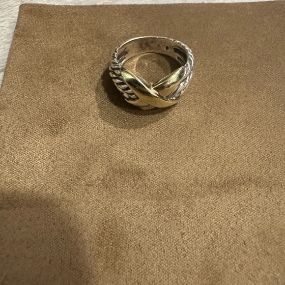 David Yurman ring size 6 Gold Criss Cross With 3 Cable Sterling Silver Band - Picture 5 of 6